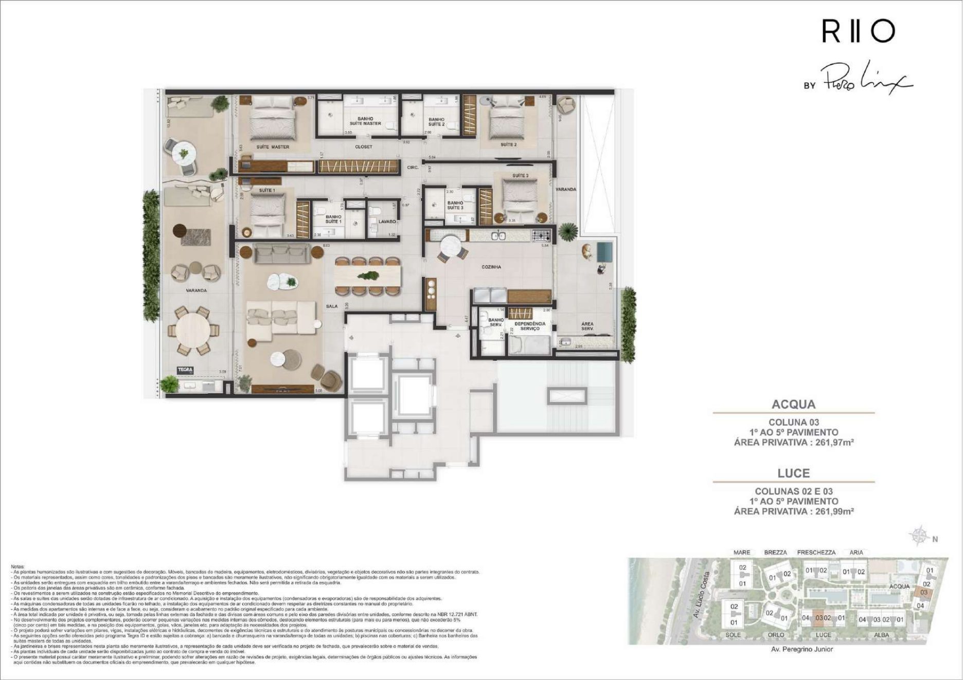 Prévia da planta da torre Luce