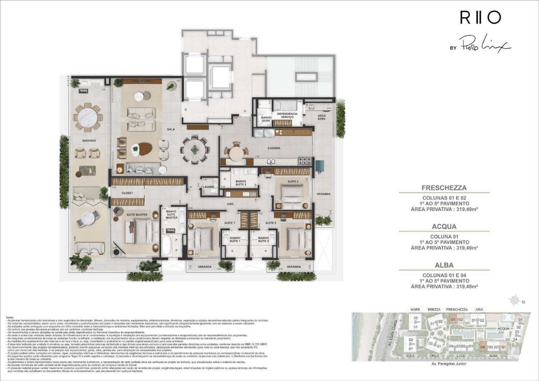 Prévia da planta da torre Freschezza